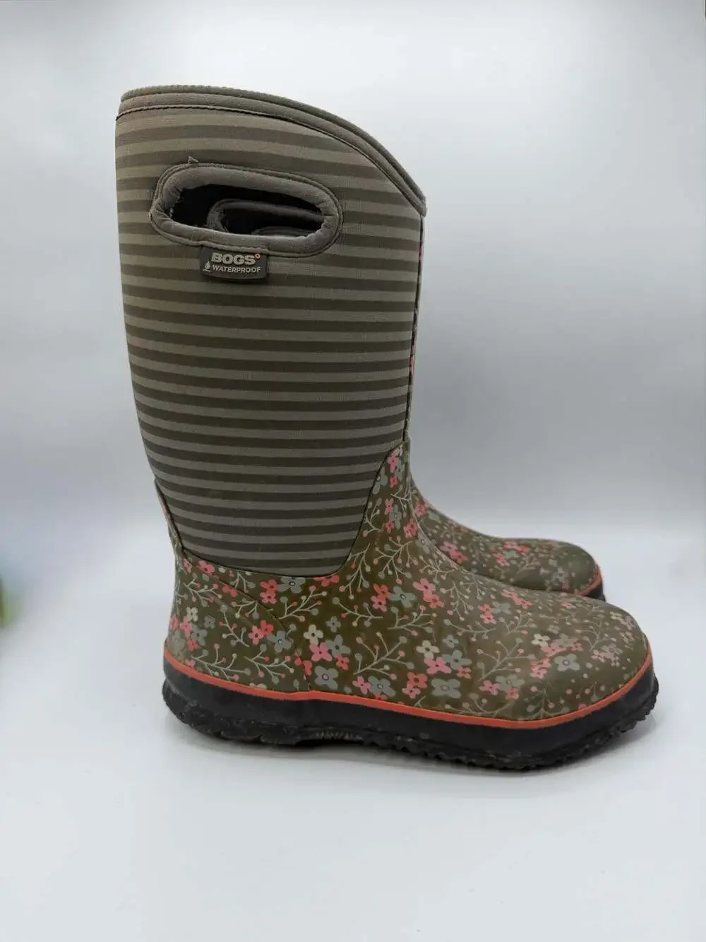 BOGS Classic Flower Stripe Boots Youth 5 Waterproof Insulated -30°F Floral